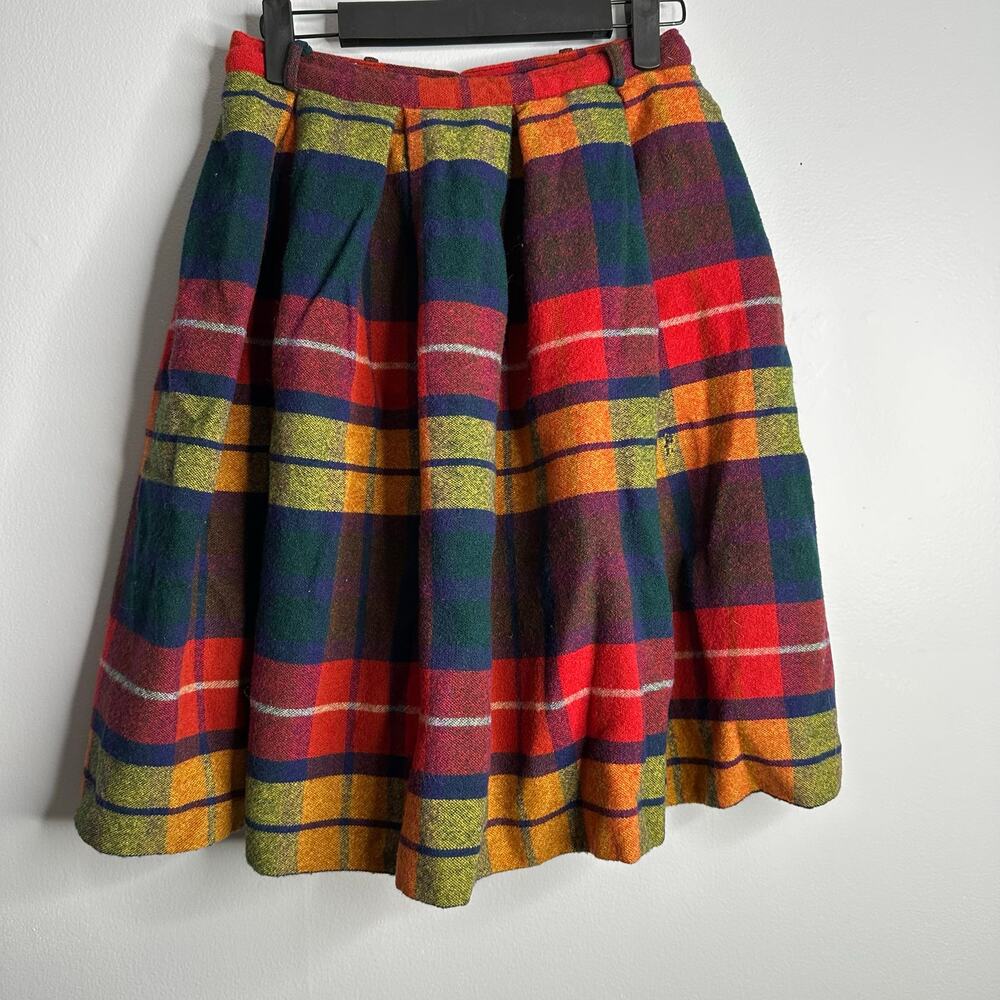 Peerless Sportswear Plaid Skirt Womens 26 Waist Multi Color EUC Vintage Pleated - Picture 1 of 5